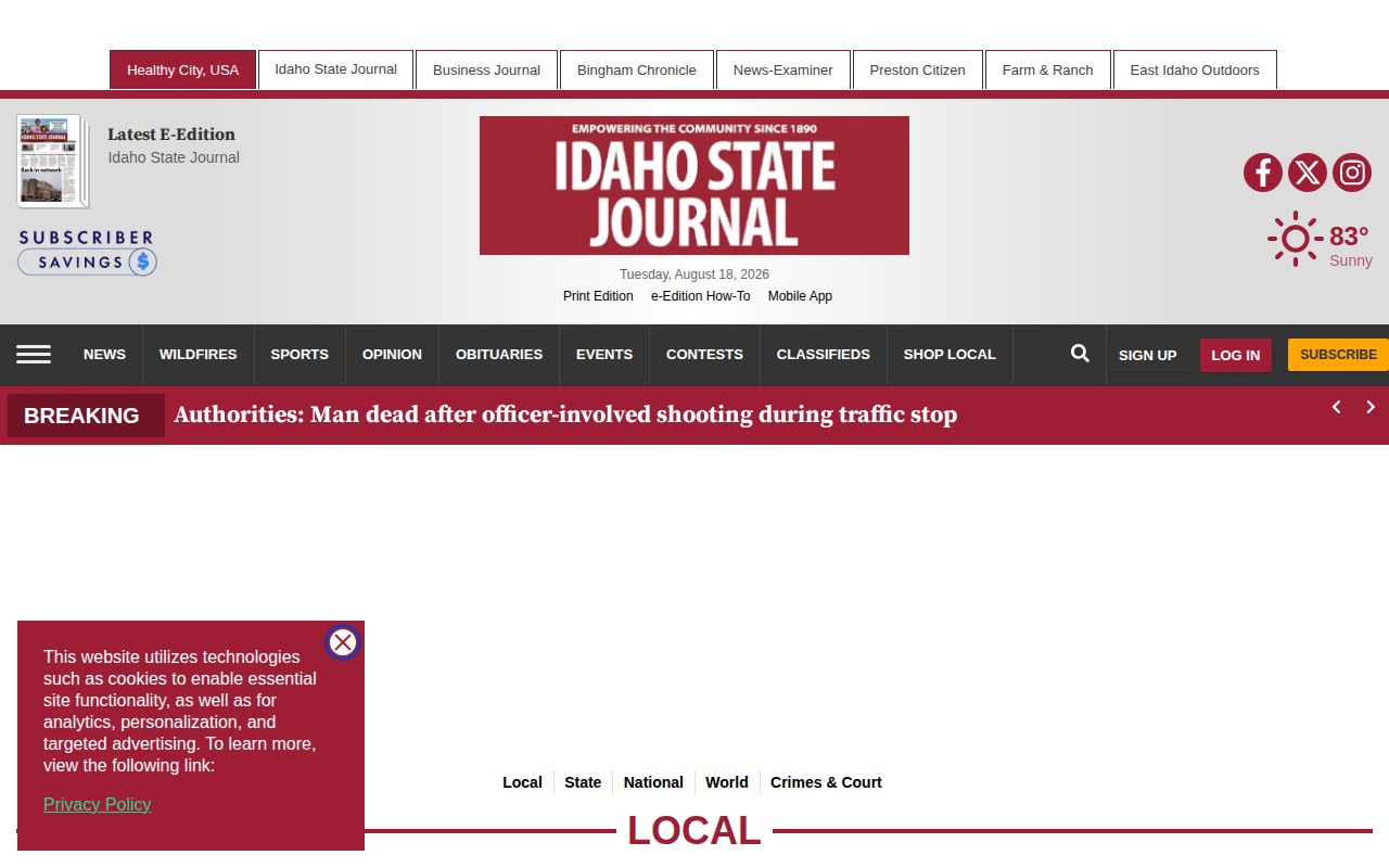 Idaho State Journal local news route for Bingham County crime coverage